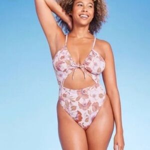 Stunning ribbed floral monokini one-piece women swimsuit